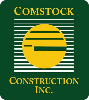 Comstock Construction's vertical logo with full text and icon